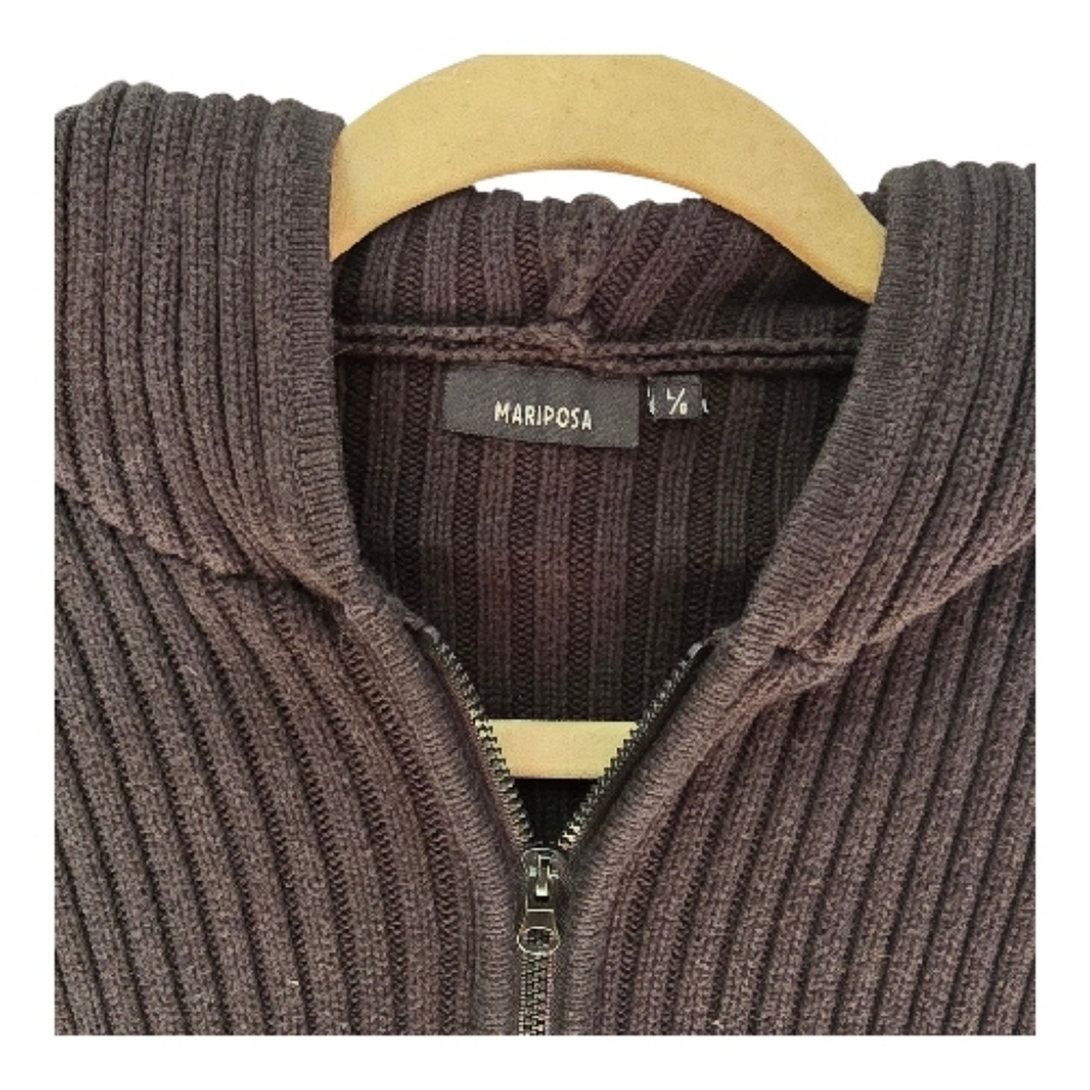 Black Ribbed Zip-Up Hoodie - Picture 4 of 4
